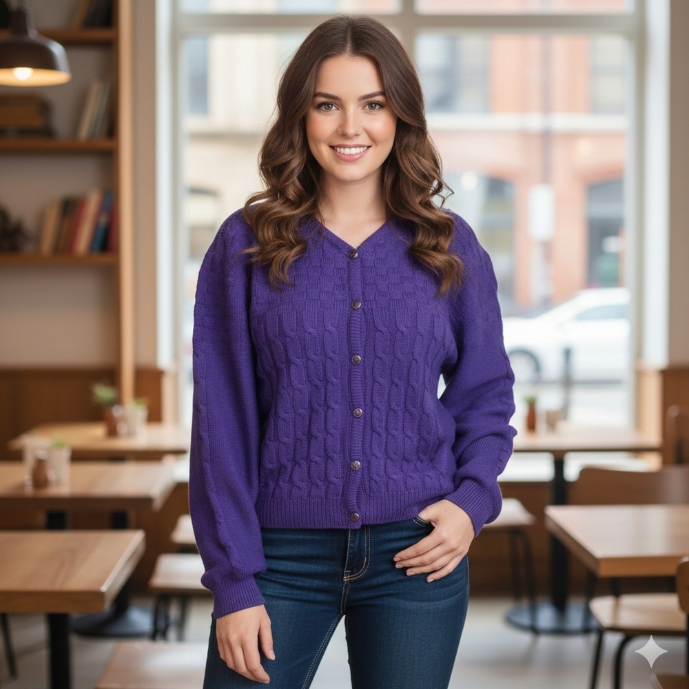 Pendleton Vintage 1950s 100% Wool Purple‎ Cardigan Preppy Size Large